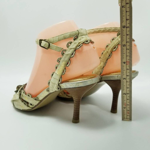 Cantarini Womens Ankle Strap Heels Sandals Shoes Beige Snakeskin Size EU 35 - Picture 3 of 13
